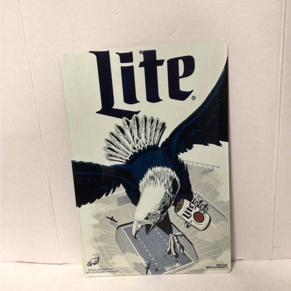 Miller Lite Philadelphia Eagles NFL Miller light metal display beer sign